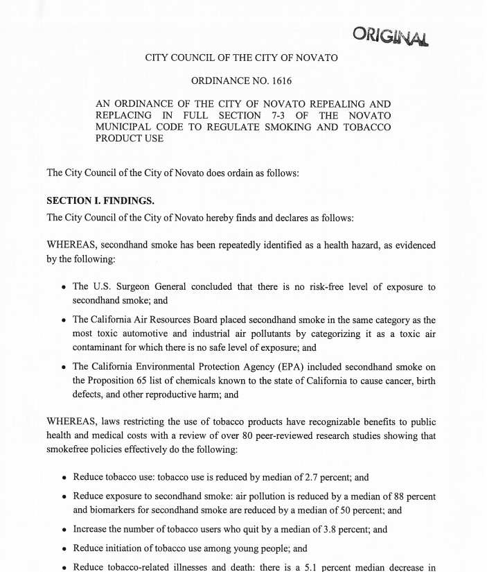 Sample City Ordinance Regulating Smoke CA TRORC